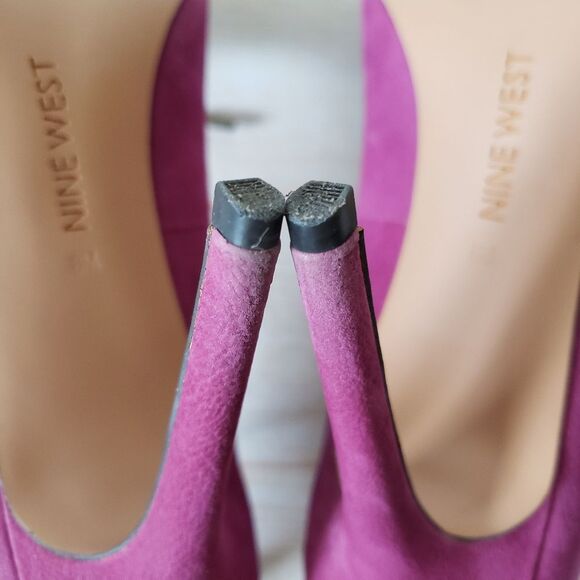 Nine West Ebba Leather Ankle Strap Pointy Toe Stiletto Heels Pumps Pink Size 8M - Picture 11 of 16